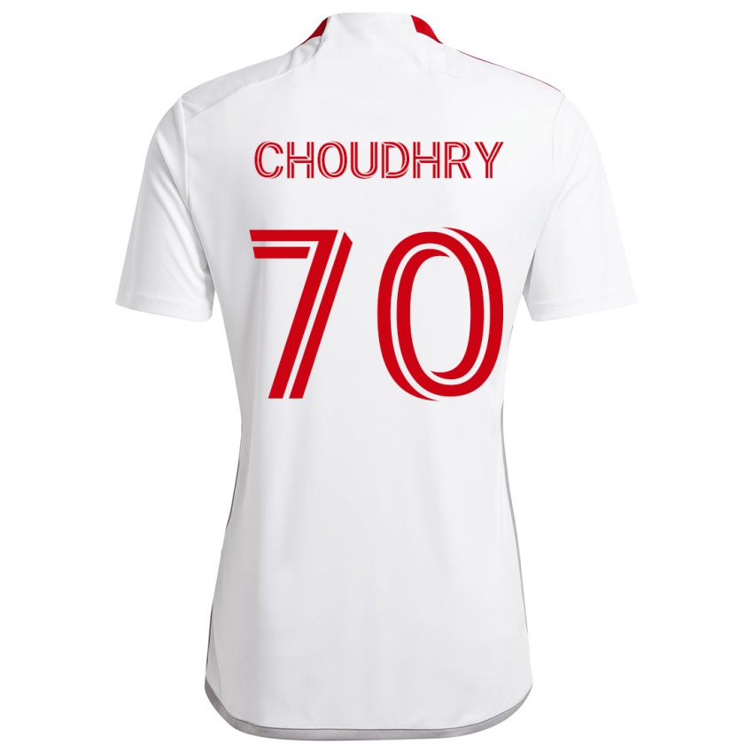 Kinderen Benjamin Choudhry #70 Wit Rood Uitshirt Uittenue 2024/25 T-Shirt