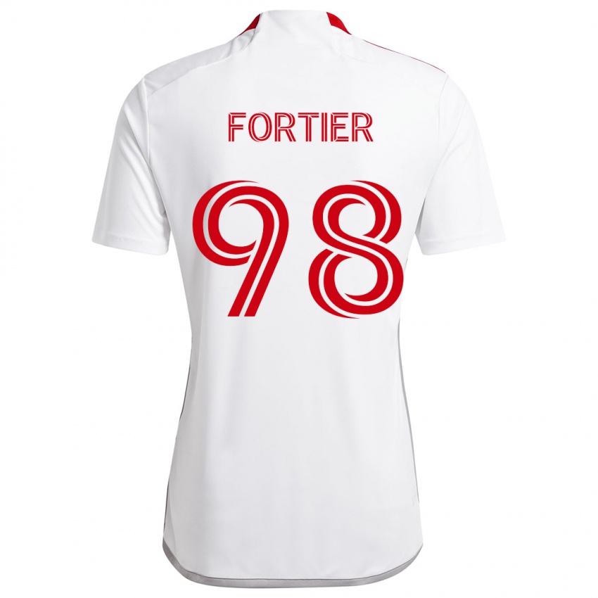 Kinderen Kristjan Fortier #98 Wit Rood Uitshirt Uittenue 2024/25 T-Shirt