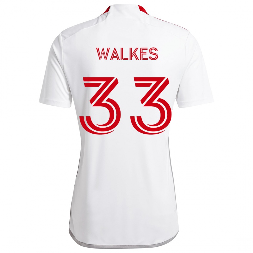 Kinderen Reshaun Walkes #33 Wit Rood Uitshirt Uittenue 2024/25 T-Shirt