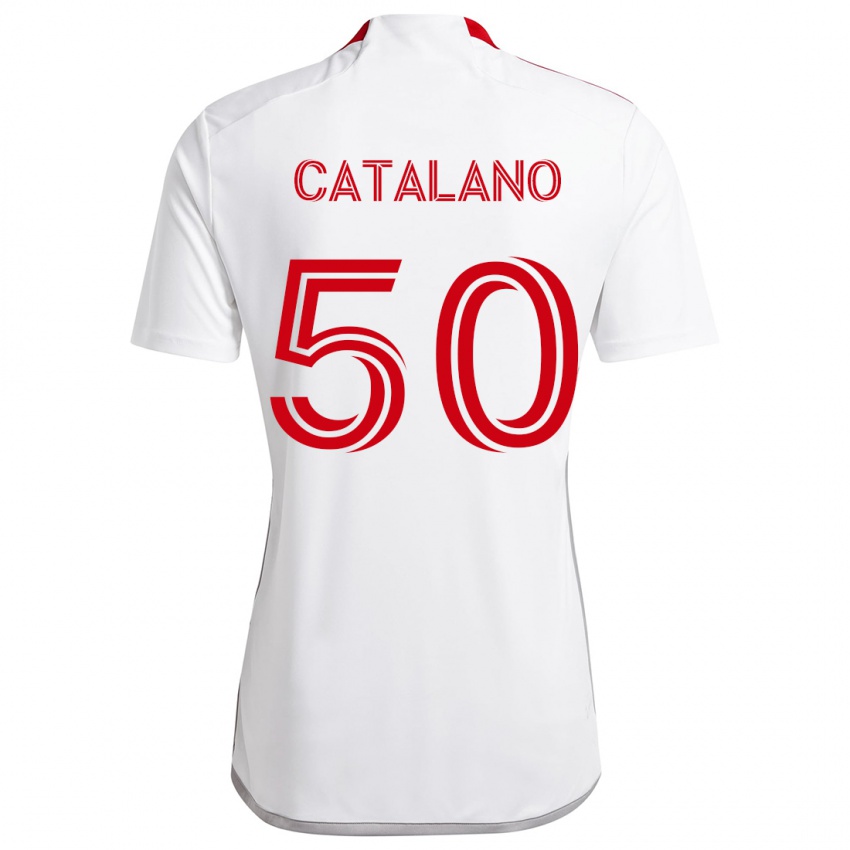 Kinderen Gianluca Catalano #50 Wit Rood Uitshirt Uittenue 2024/25 T-Shirt