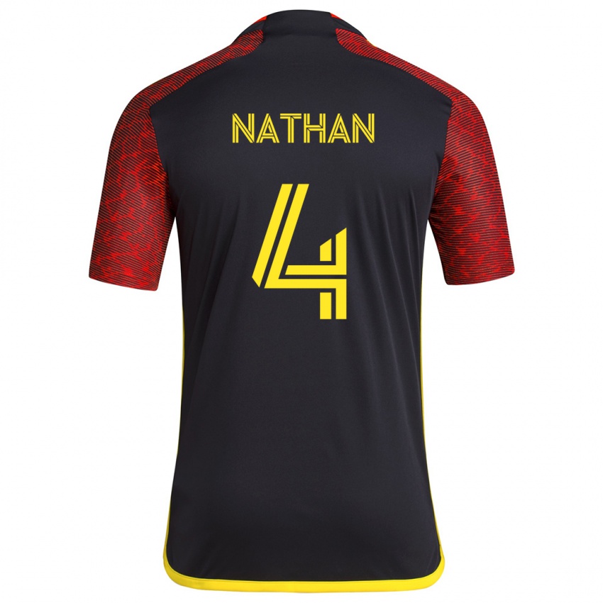 Kinderen Nathan #4 Rood Zwart Uitshirt Uittenue 2024/25 T-Shirt