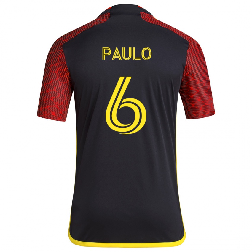 Kinderen João Paulo #6 Rood Zwart Uitshirt Uittenue 2024/25 T-Shirt