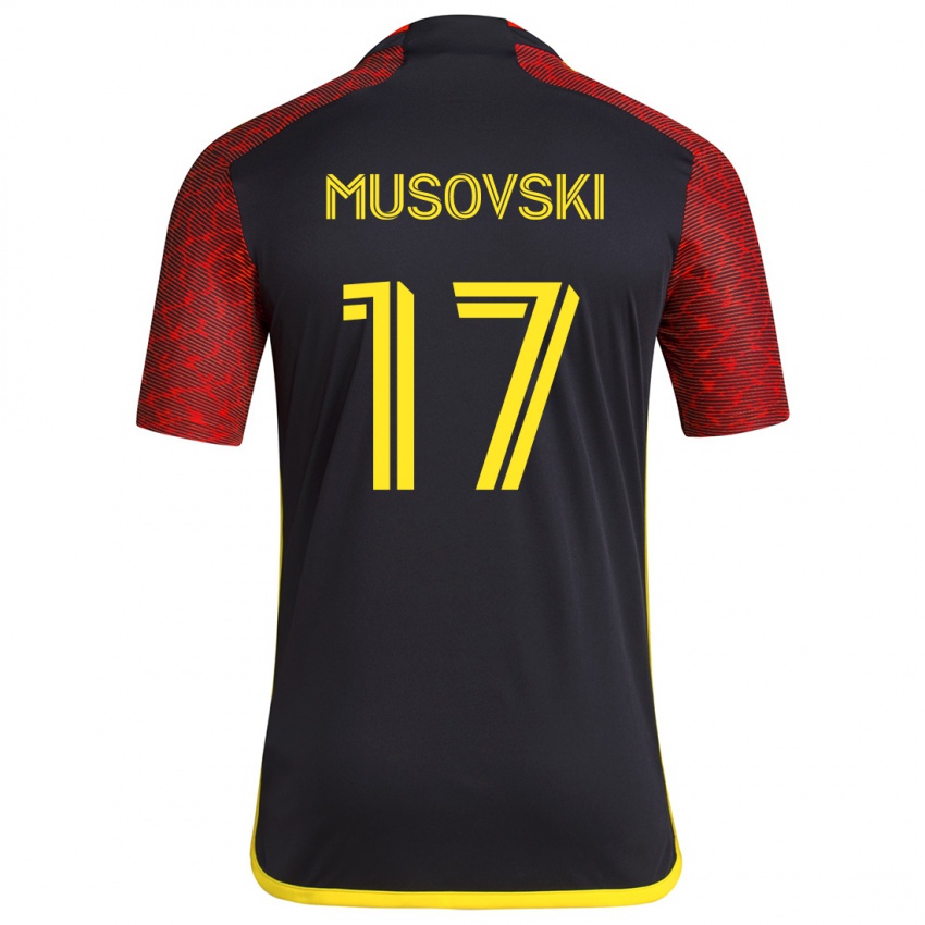 Kinderen Danny Musovski #17 Rood Zwart Uitshirt Uittenue 2024/25 T-Shirt