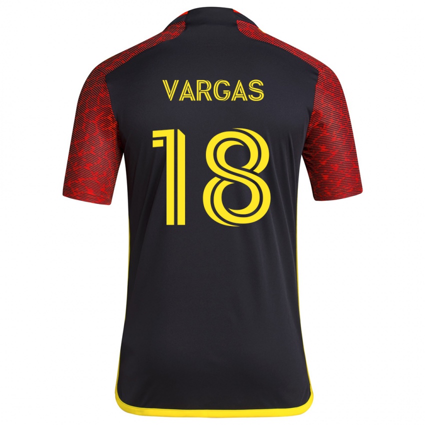 Kinderen Obed Vargas #18 Rood Zwart Uitshirt Uittenue 2024/25 T-Shirt