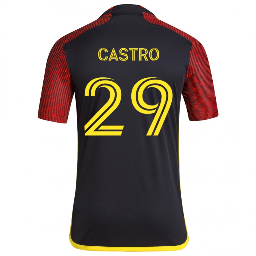 Kinderen Jacob Castro #29 Rood Zwart Uitshirt Uittenue 2024/25 T-Shirt