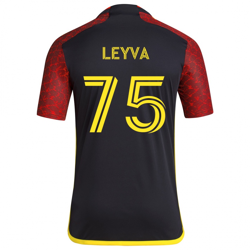 Kinderen Danny Leyva #75 Rood Zwart Uitshirt Uittenue 2024/25 T-Shirt