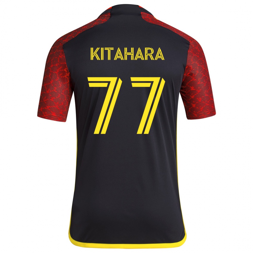 Kinderen Sota Kitahara #77 Rood Zwart Uitshirt Uittenue 2024/25 T-Shirt