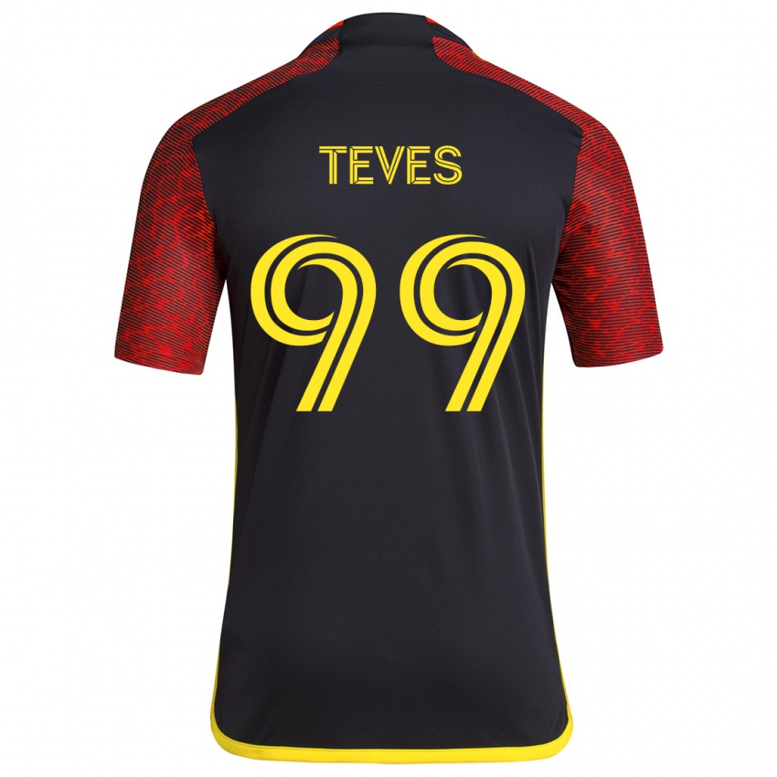 Kinderen Dylan Teves #99 Rood Zwart Uitshirt Uittenue 2024/25 T-Shirt