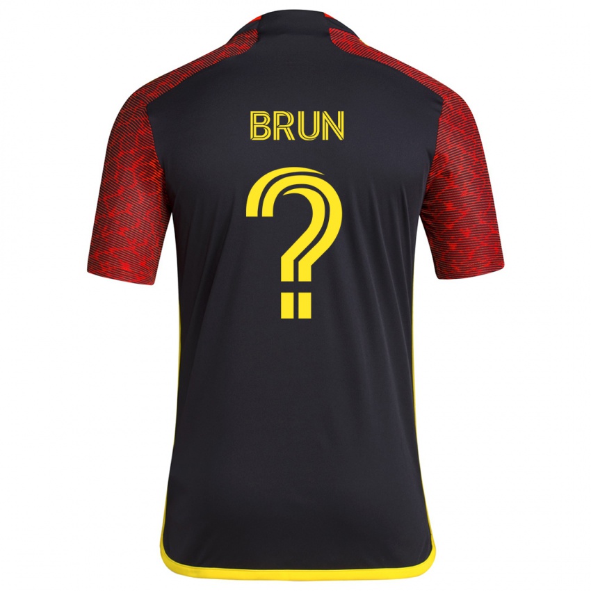 Kinderen Shaun Brun #0 Rood Zwart Uitshirt Uittenue 2024/25 T-Shirt