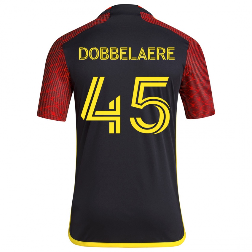 Kinderen Ethan Dobbelaere #45 Rood Zwart Uitshirt Uittenue 2024/25 T-Shirt