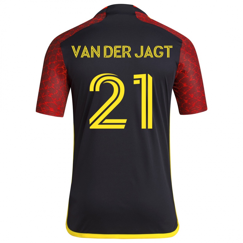 Kinderen Olivia Van Der Jagt #21 Rood Zwart Uitshirt Uittenue 2024/25 T-Shirt