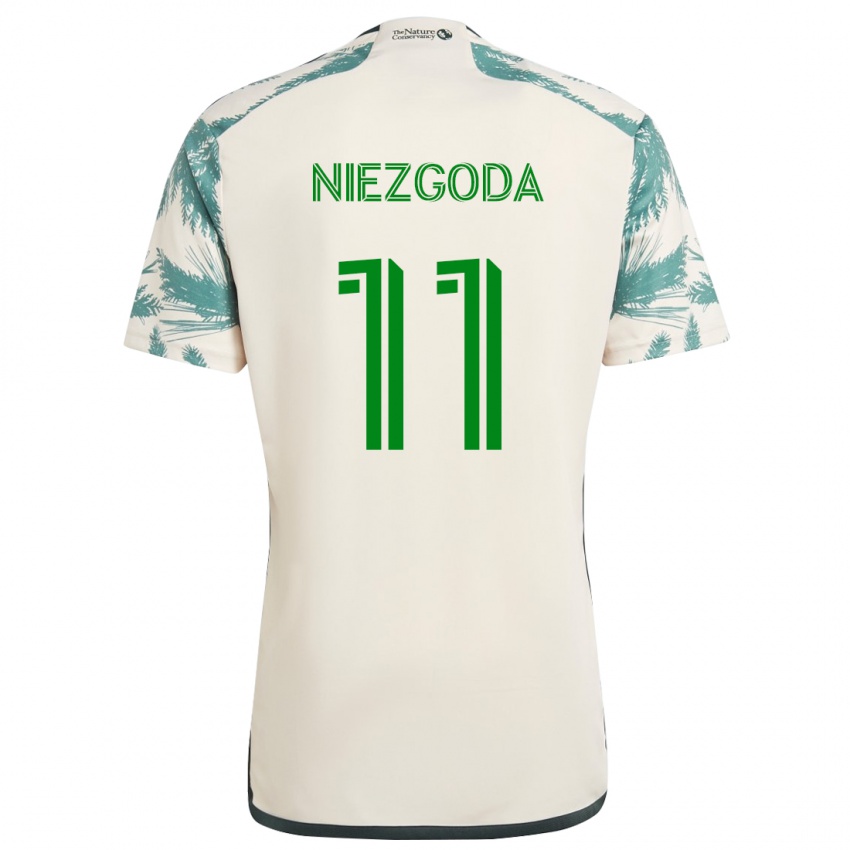 Kinderen Jaroslaw Niezgoda #11 Beigebruin Uitshirt Uittenue 2024/25 T-Shirt