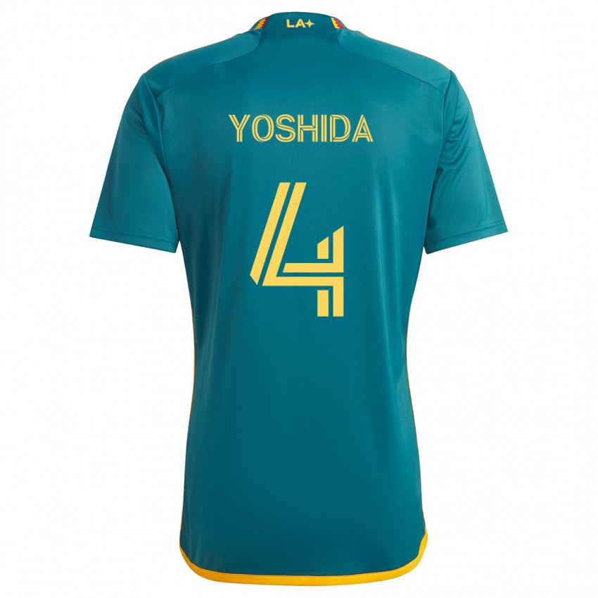 Kinderen Maya Yoshida #4 Groen Geel Uitshirt Uittenue 2024/25 T-Shirt