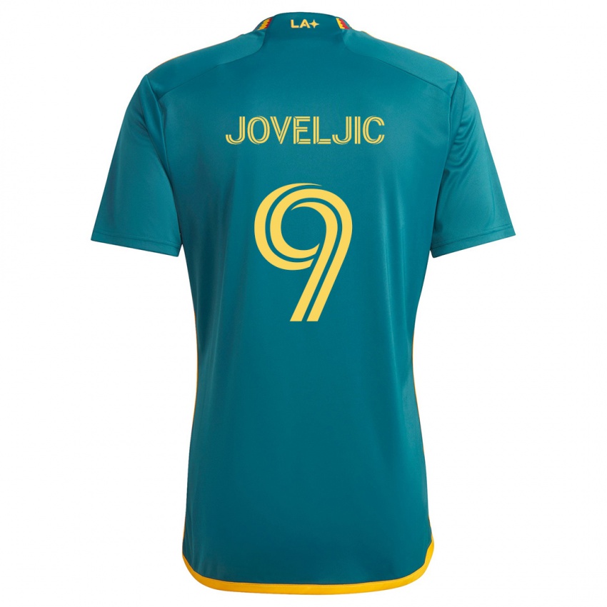 Kinderen Dejan Joveljic #9 Groen Geel Uitshirt Uittenue 2024/25 T-Shirt