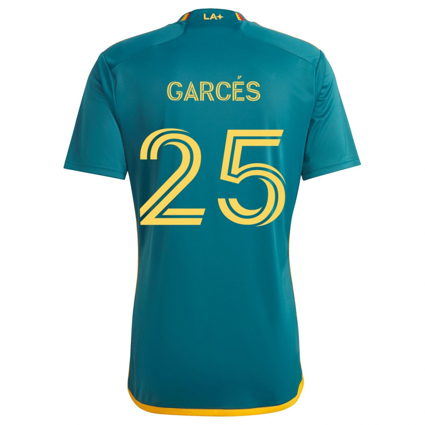 Kinderen Carlos Garcés #25 Groen Geel Uitshirt Uittenue 2024/25 T-Shirt