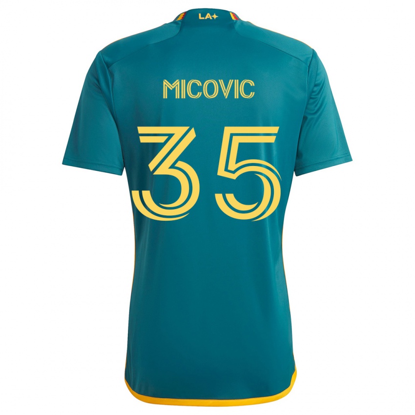 Kinderen Novak Micovic #35 Groen Geel Uitshirt Uittenue 2024/25 T-Shirt