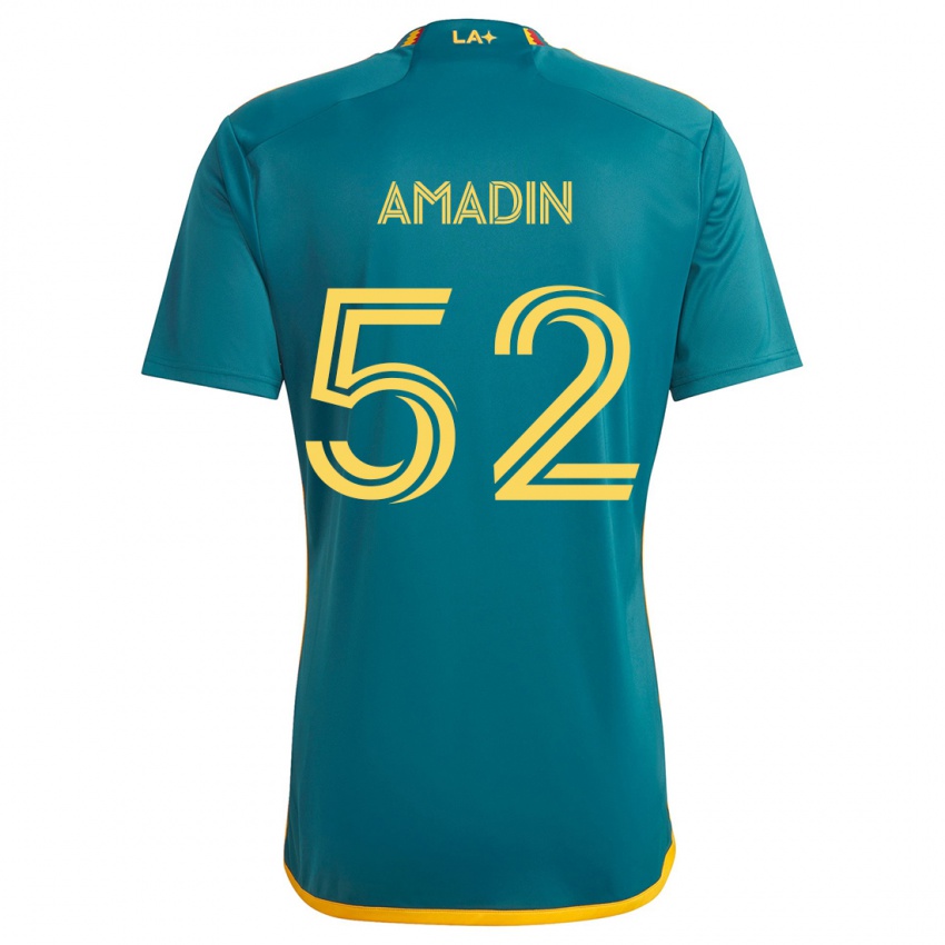 Kinderen Elijah Amadin #52 Groen Geel Uitshirt Uittenue 2024/25 T-Shirt