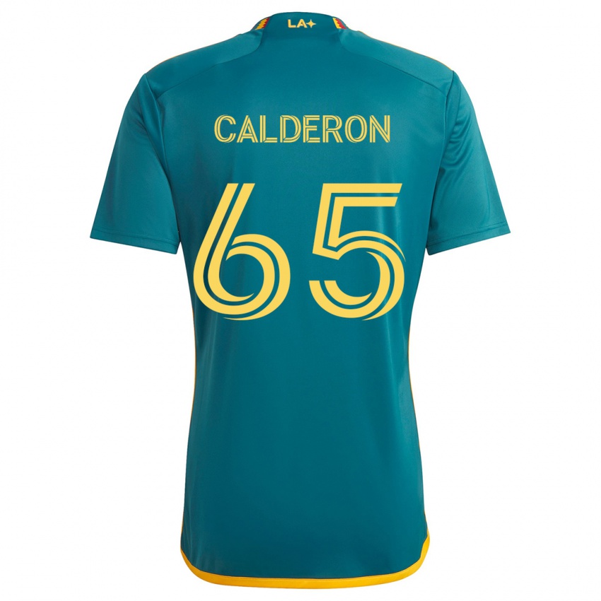 Kinderen Juan Calderón #65 Groen Geel Uitshirt Uittenue 2024/25 T-Shirt