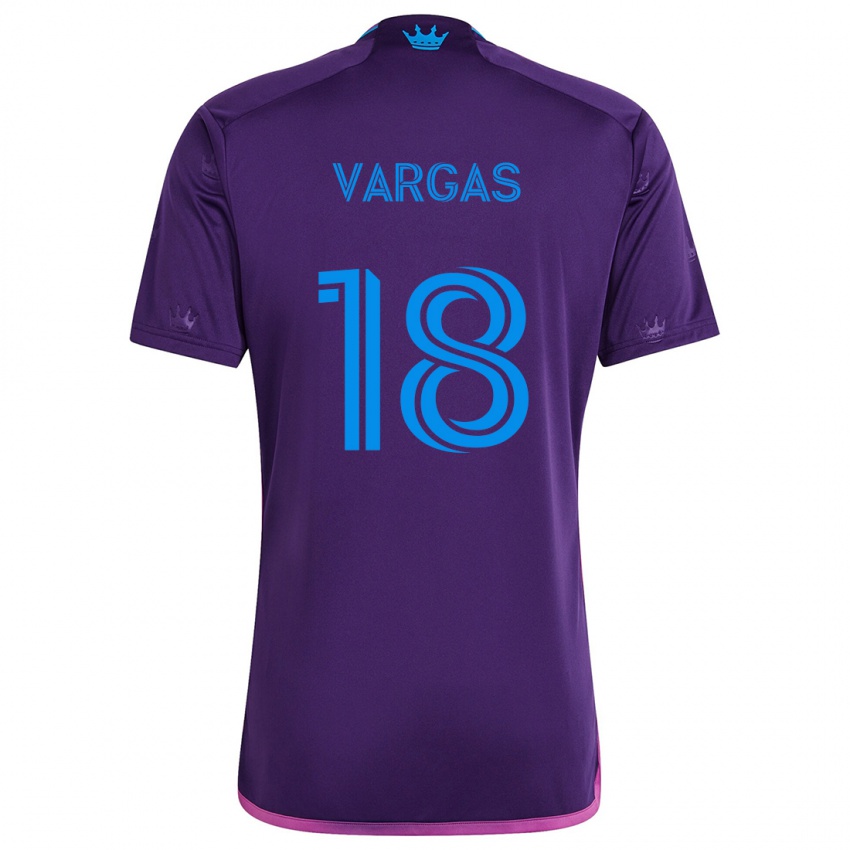 Kinderen Kerwin Vargas #18 Paarsblauw Uitshirt Uittenue 2024/25 T-Shirt