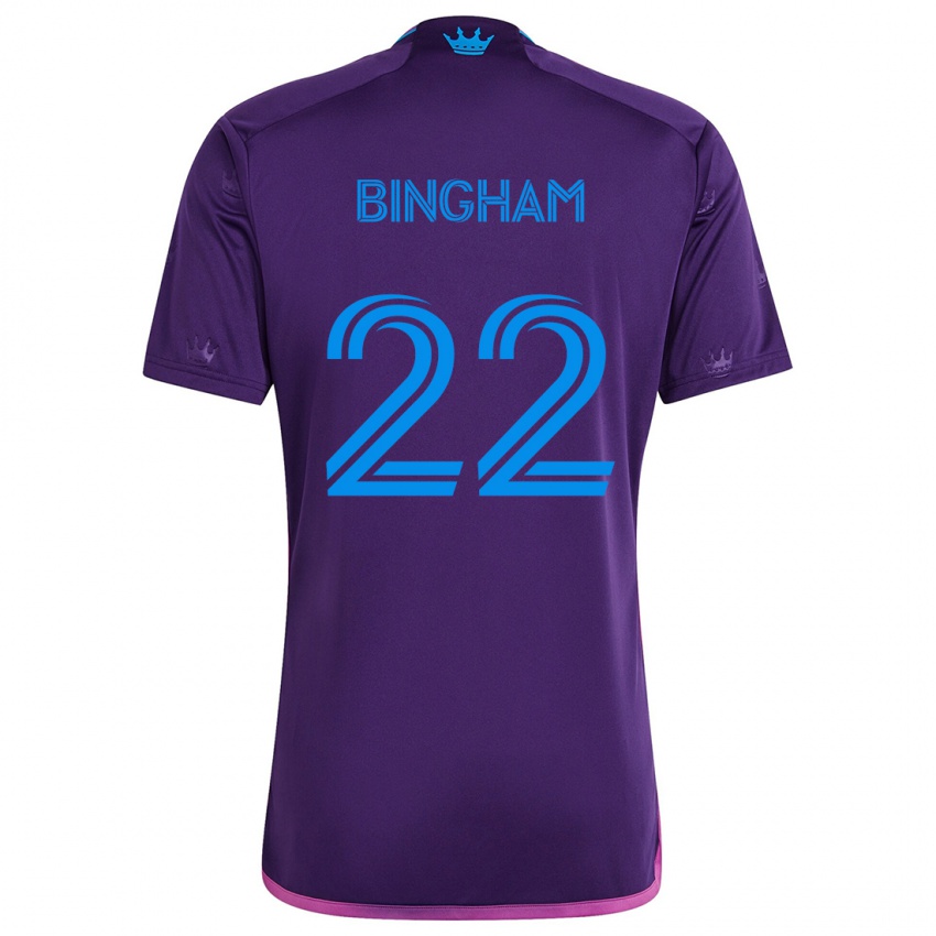 Kinderen David Bingham #22 Paarsblauw Uitshirt Uittenue 2024/25 T-Shirt