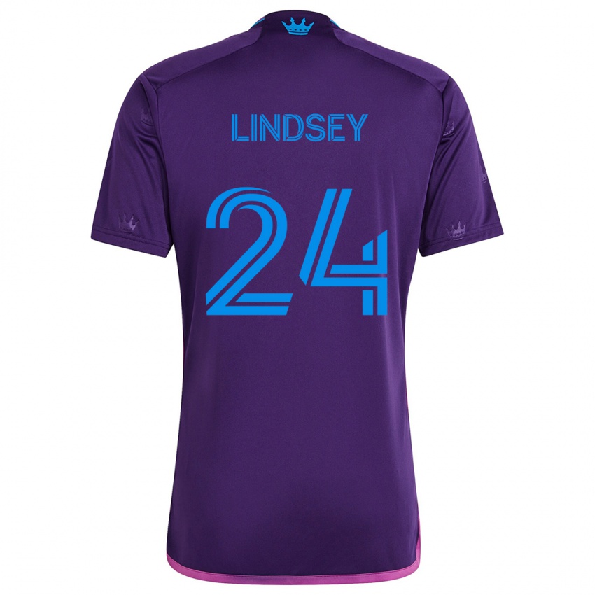 Kinderen Jaylin Lindsey #24 Paarsblauw Uitshirt Uittenue 2024/25 T-Shirt