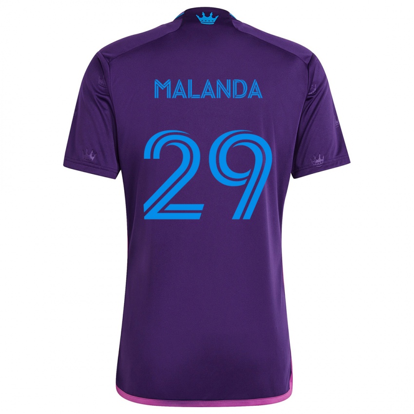 Kinderen Adilson Malanda #29 Paarsblauw Uitshirt Uittenue 2024/25 T-Shirt