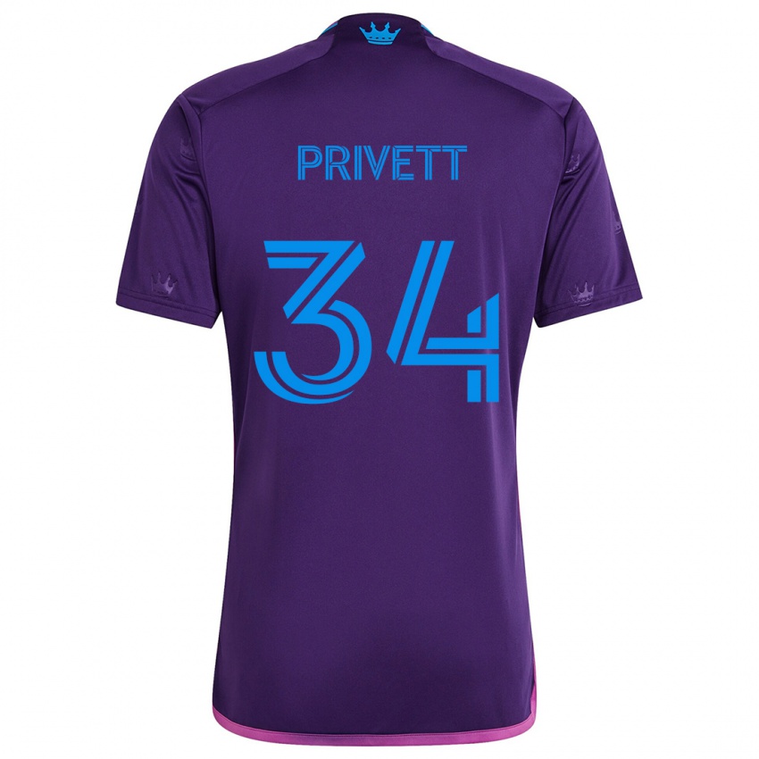 Kinderen Andrew Privett #34 Paarsblauw Uitshirt Uittenue 2024/25 T-Shirt