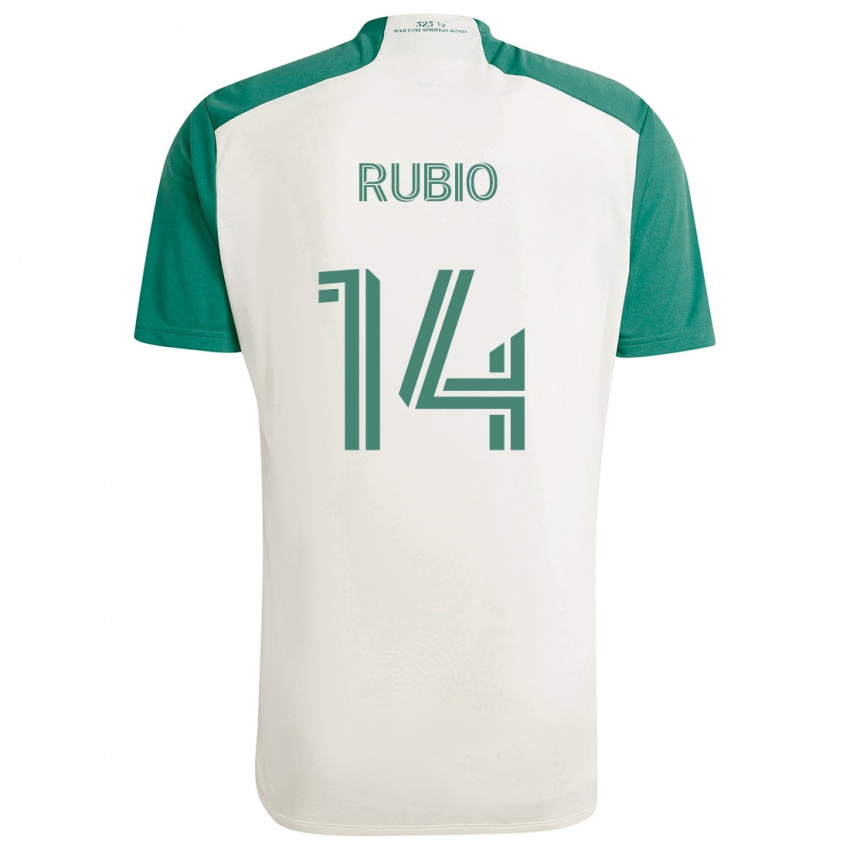 Kinderen Diego Rubio #14 Bruine Kleuren Groen Uitshirt Uittenue 2024/25 T-Shirt