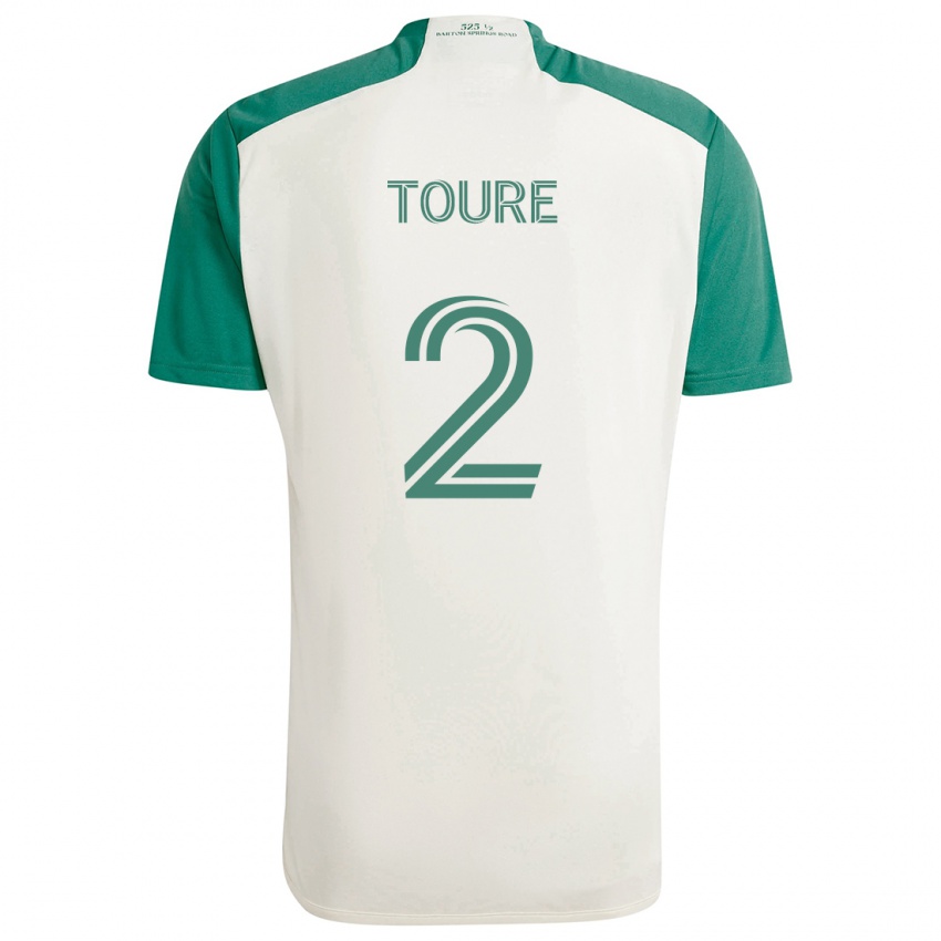 Kinderen Cheick Touré #2 Bruine Kleuren Groen Uitshirt Uittenue 2024/25 T-Shirt