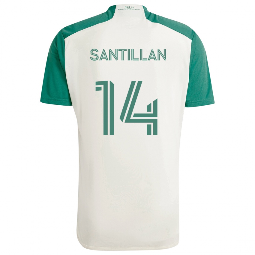 Kinderen Jonathan Santillan #14 Bruine Kleuren Groen Uitshirt Uittenue 2024/25 T-Shirt