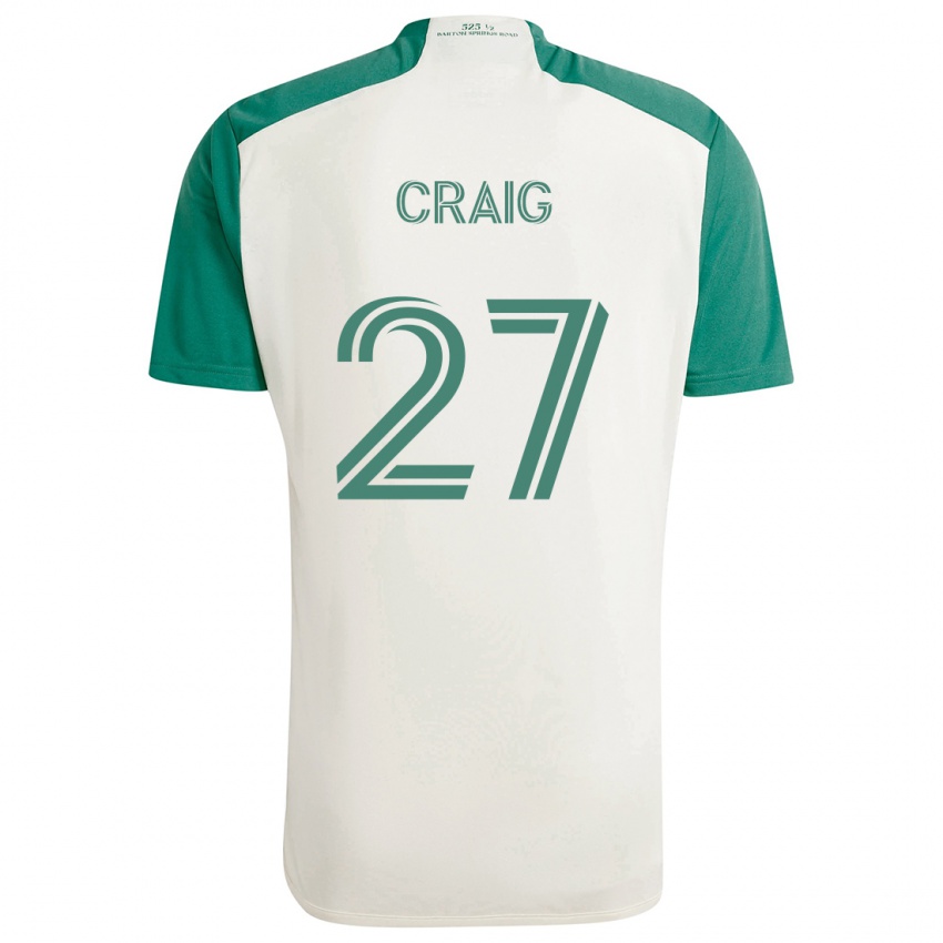 Kinderen Brandan Craig #27 Bruine Kleuren Groen Uitshirt Uittenue 2024/25 T-Shirt