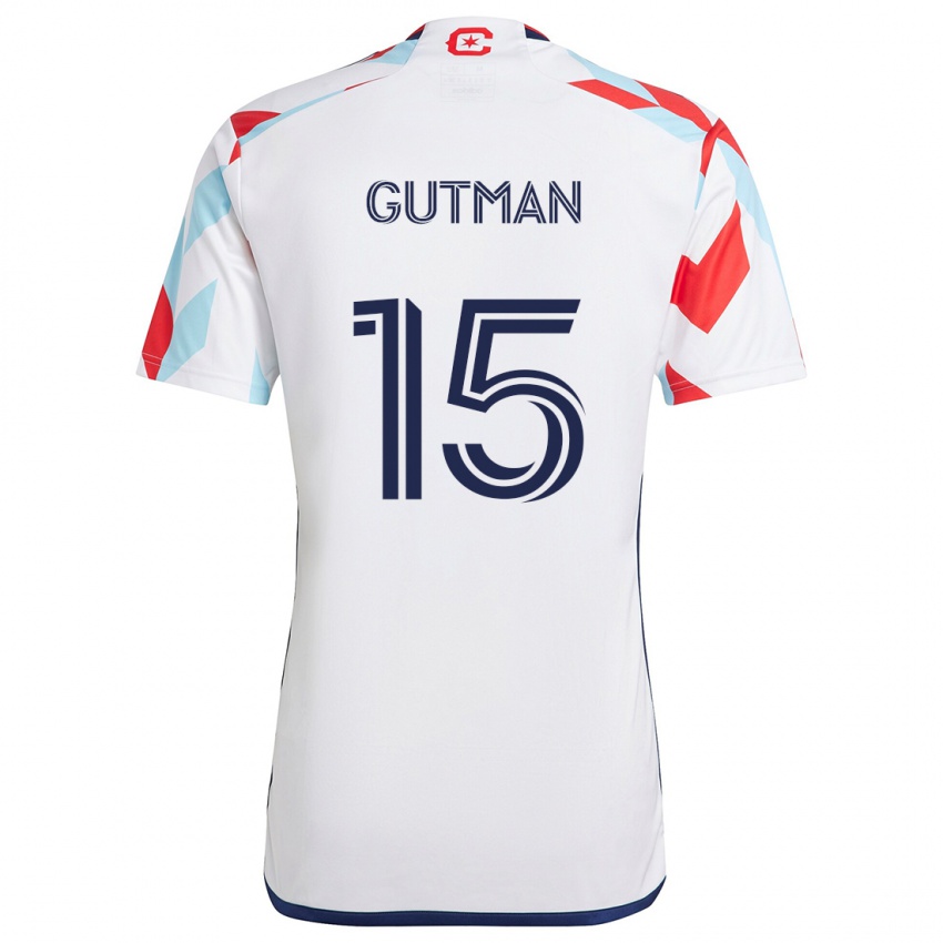 Kinderen Andrew Gutman #15 Wit Rood Blauw Uitshirt Uittenue 2024/25 T-Shirt