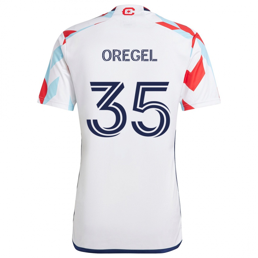 Kinderen Sergio Oregel #35 Wit Rood Blauw Uitshirt Uittenue 2024/25 T-Shirt