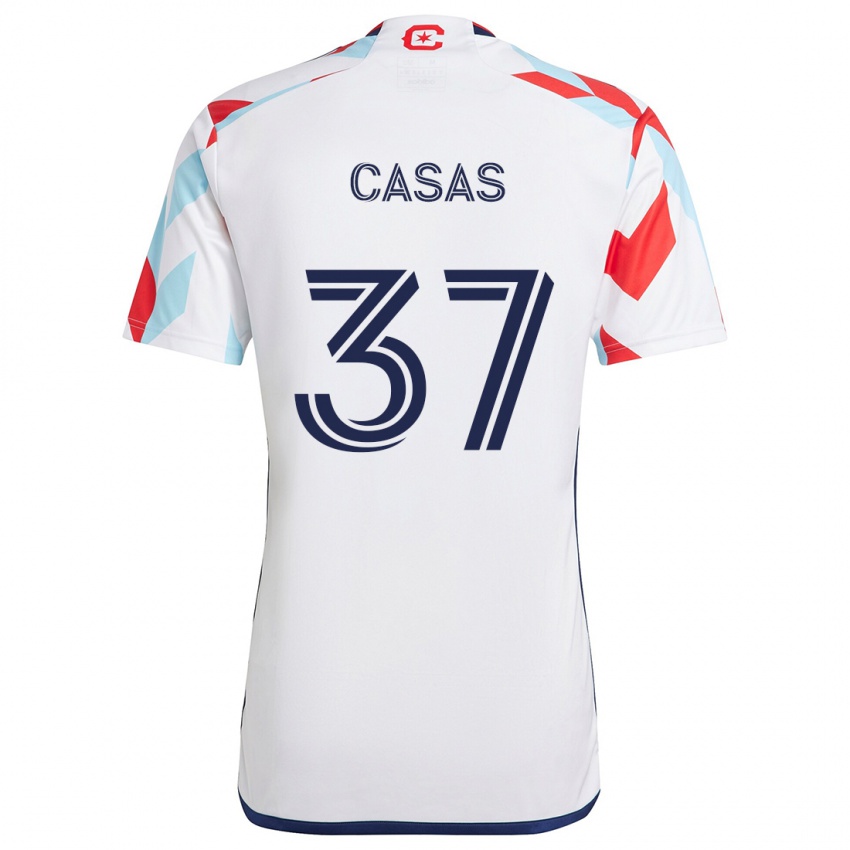 Kinderen Javier Casas #37 Wit Rood Blauw Uitshirt Uittenue 2024/25 T-Shirt