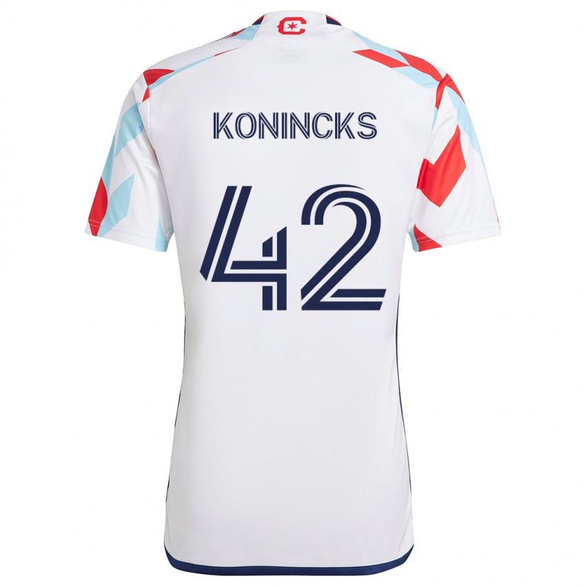 Kinderen Diego Konincks #42 Wit Rood Blauw Uitshirt Uittenue 2024/25 T-Shirt