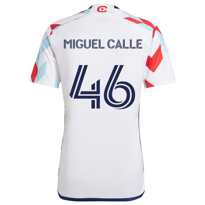 Kinderen Juan Miguel Calle #46 Wit Rood Blauw Uitshirt Uittenue 2024/25 T-Shirt