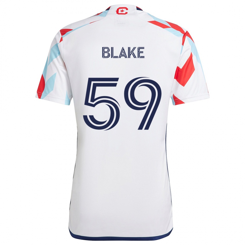 Kinderen Romain Blake #59 Wit Rood Blauw Uitshirt Uittenue 2024/25 T-Shirt