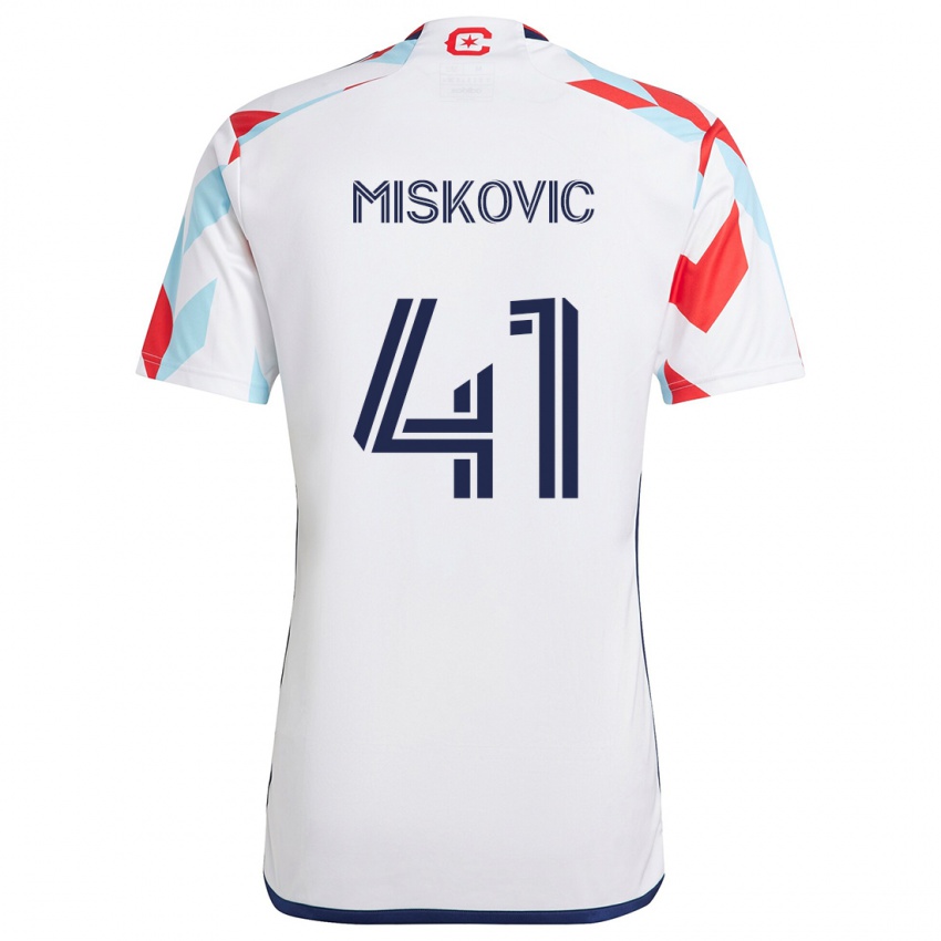 Kinderen Mihajlo Miskovic #41 Wit Rood Blauw Uitshirt Uittenue 2024/25 T-Shirt