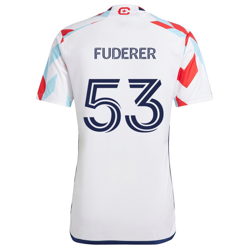 Kinderen Jake Fuderer #53 Wit Rood Blauw Uitshirt Uittenue 2024/25 T-Shirt