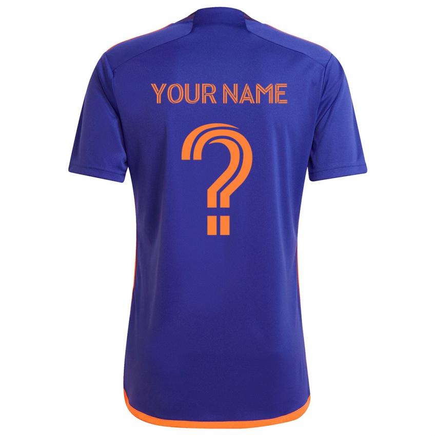 Kinderen Uw Naam #0 Paars Oranje Uitshirt Uittenue 2024/25 T-Shirt