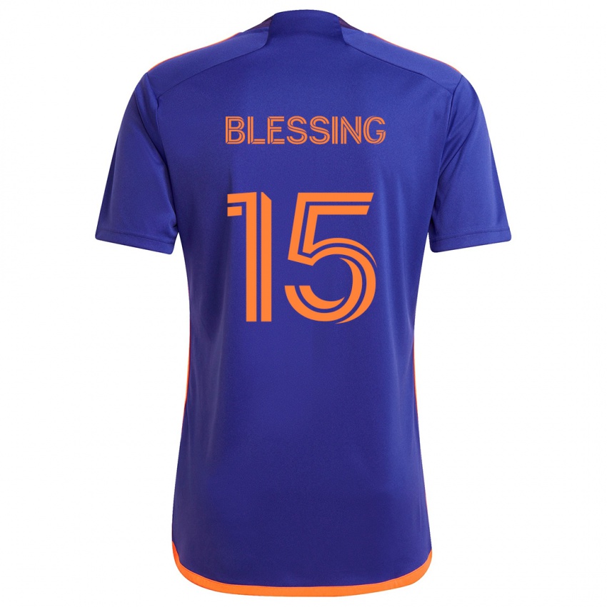 Kinderen Latif Blessing #15 Paars Oranje Uitshirt Uittenue 2024/25 T-Shirt