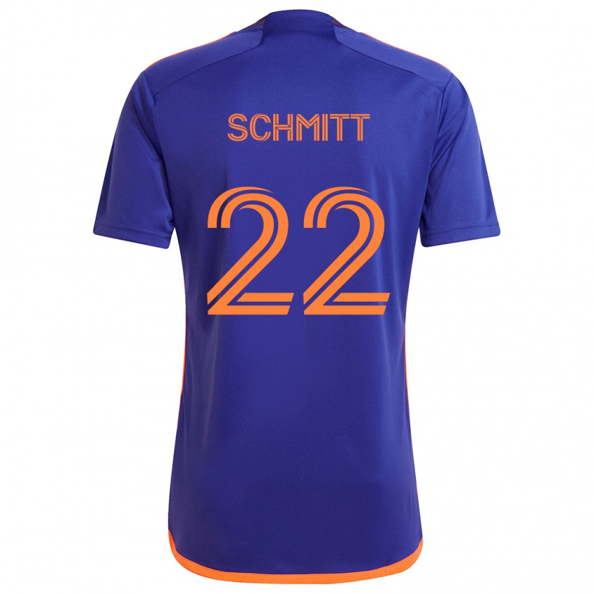 Kinderen Tate Schmitt #22 Paars Oranje Uitshirt Uittenue 2024/25 T-Shirt