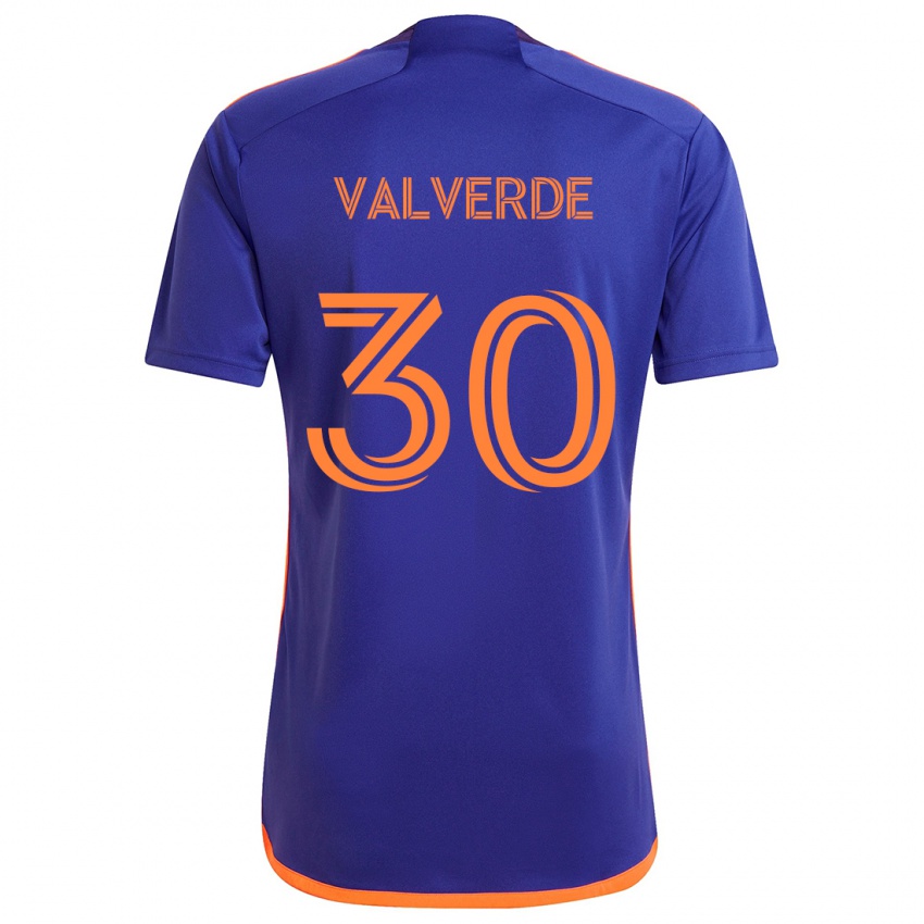 Kinderen Jefferson Valverde #30 Paars Oranje Uitshirt Uittenue 2024/25 T-Shirt