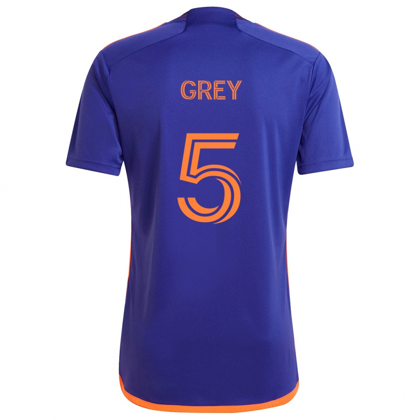 Kinderen Omar Grey #5 Paars Oranje Uitshirt Uittenue 2024/25 T-Shirt