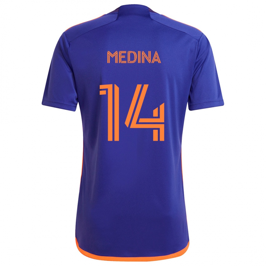 Kinderen Jeferson Medina #14 Paars Oranje Uitshirt Uittenue 2024/25 T-Shirt