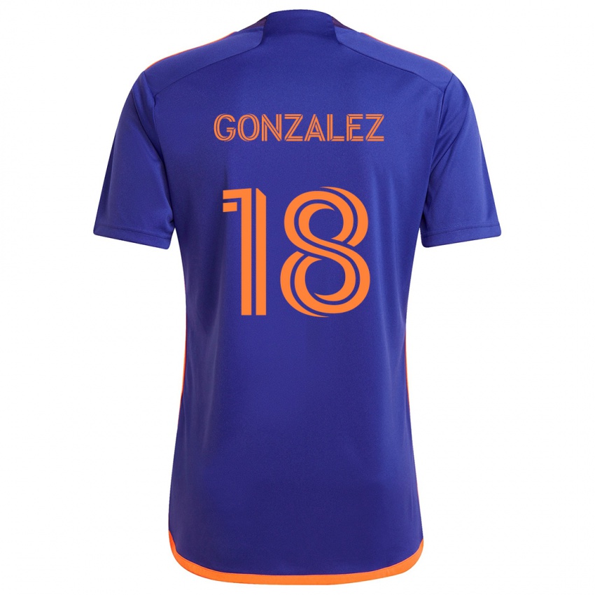 Kinderen Diego Gonzalez #18 Paars Oranje Uitshirt Uittenue 2024/25 T-Shirt