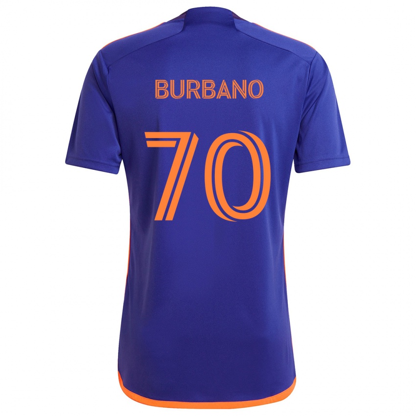 Kinderen Jordy Burbano #70 Paars Oranje Uitshirt Uittenue 2024/25 T-Shirt