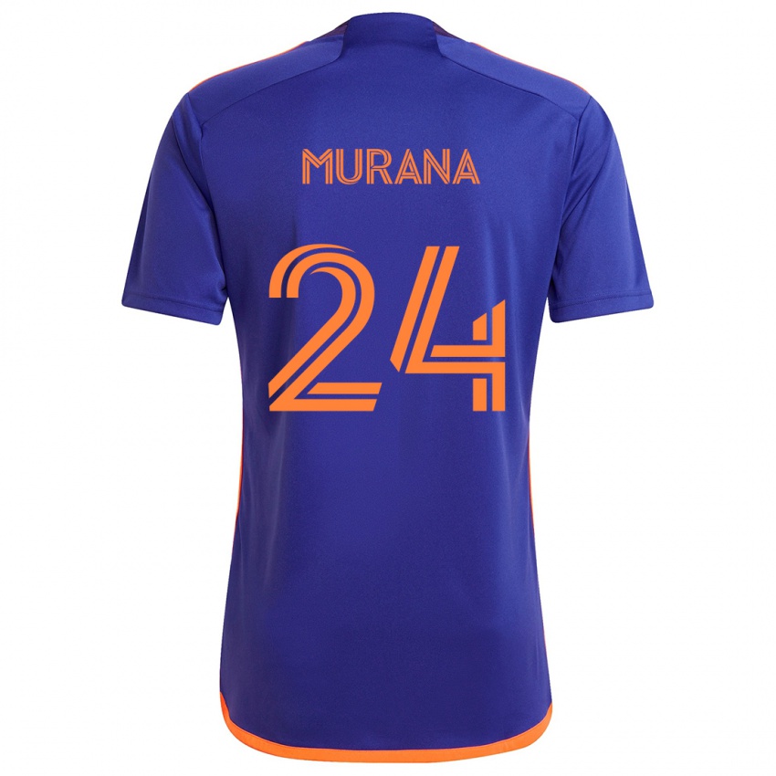 Kinderen Mujeeb Murana #24 Paars Oranje Uitshirt Uittenue 2024/25 T-Shirt