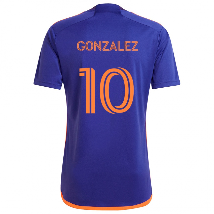 Kinderen Yair González #10 Paars Oranje Uitshirt Uittenue 2024/25 T-Shirt