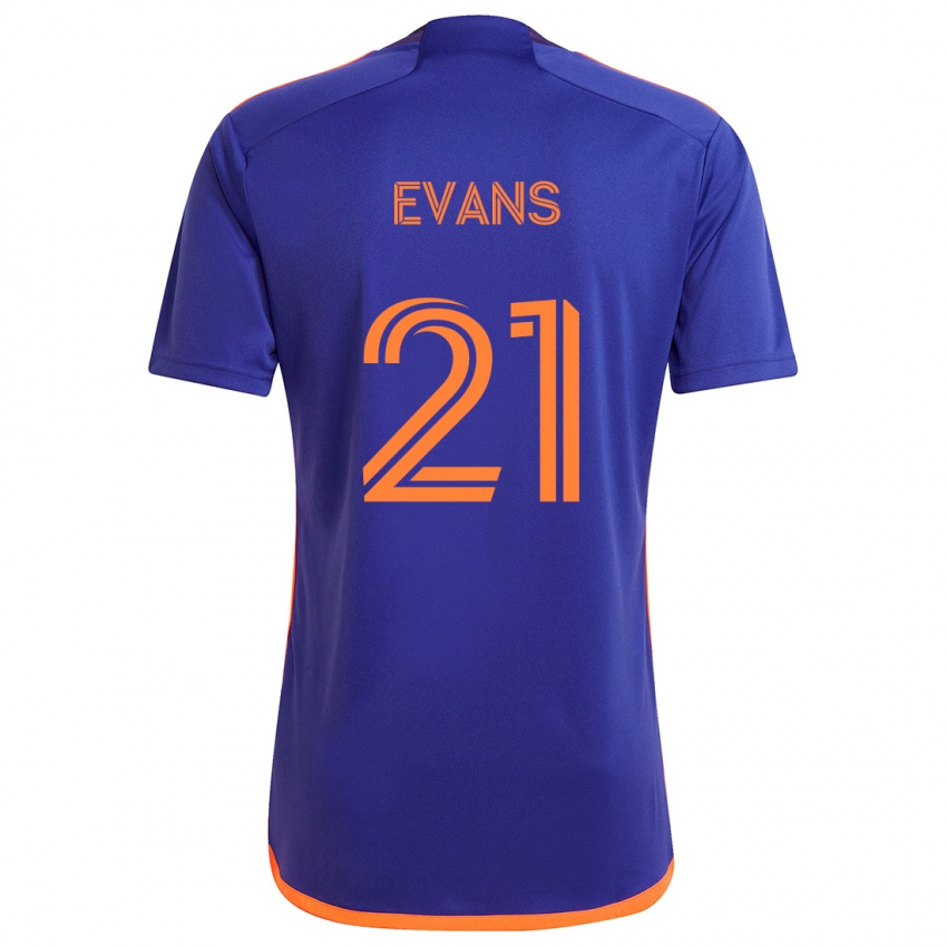 Kinderen Jacob Evans #21 Paars Oranje Uitshirt Uittenue 2024/25 T-Shirt